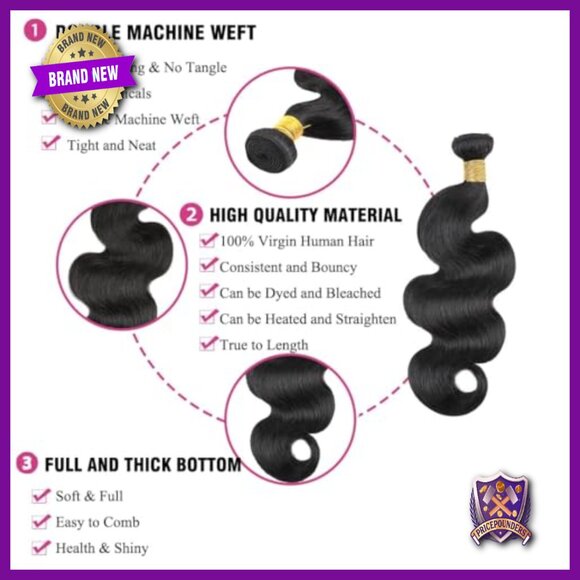 Brazilian Virgin Body Wave Human Hair Bundles 3 Pack 14-18 Inch 300g main image 7